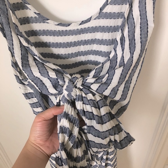 Madewell Blue White Striped Romper Medium M Beach Summer Spring - Picture 14 of 15